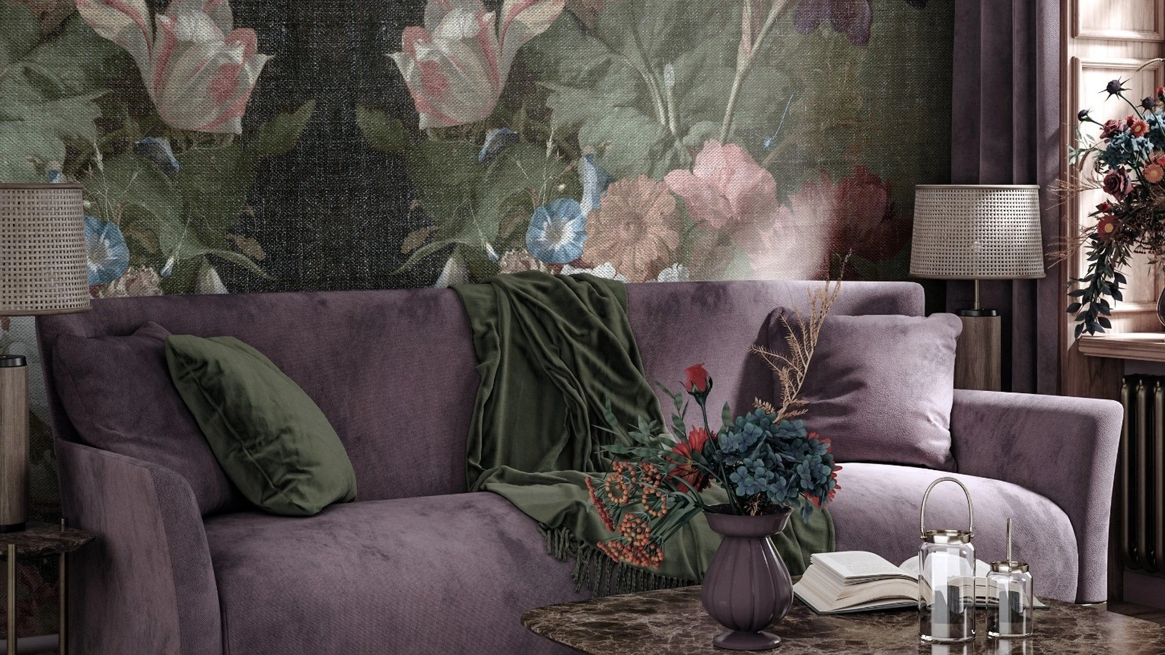 Carta da parati Dark Bloom di Pintdecor