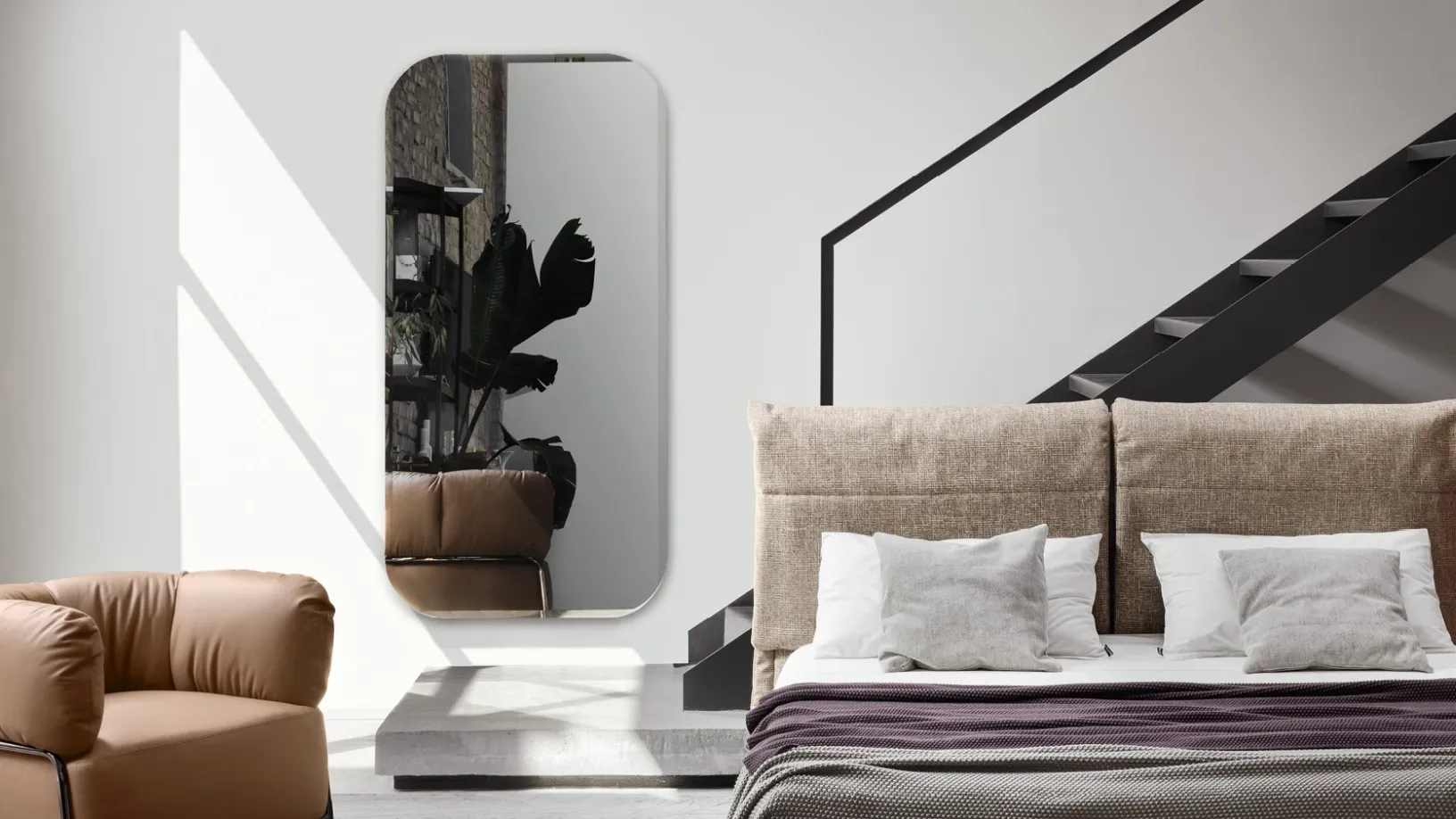 Specchio rettangolare in vetro bronzato Bevel di Calligaris