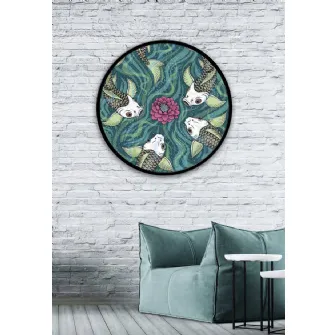 Quadro tondo Carpe con cornice in metallo di Pintdecor