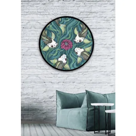 Quadro tondo Carpe con cornice in metallo di Pintdecor