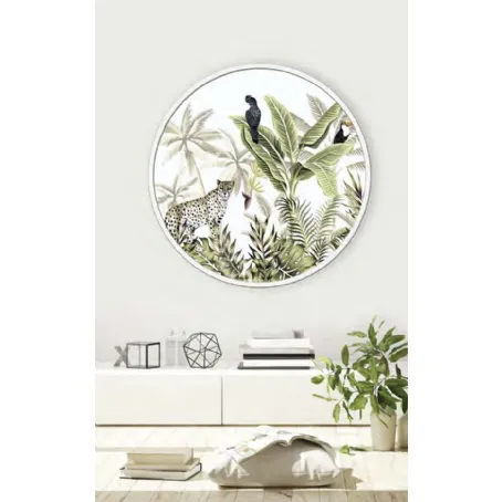 Quadro tondo Giungla Incorniciata con cornice in metallo di Pintdecor
