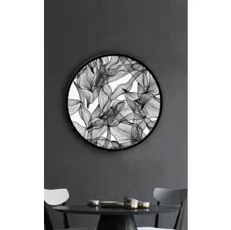 Quadro tondo Trasparenza di Petali con cornice in metallo di Pintdecor