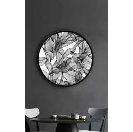 Quadro tondo Trasparenza di Petali con cornice in metallo di Pintdecor