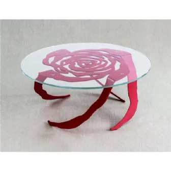 Tavolino Rosa sospesa con vetro trasparente di Pintdecor