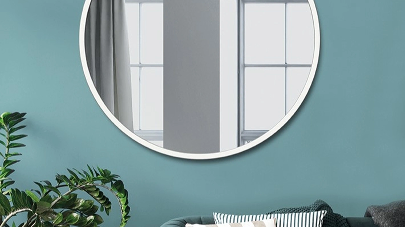 Specchiera Tonda Bianca con cornice in metallo di Pintdecor