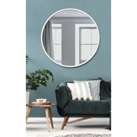 Specchiera tonda con cornice in metallo laccato bianco di Pintdecor