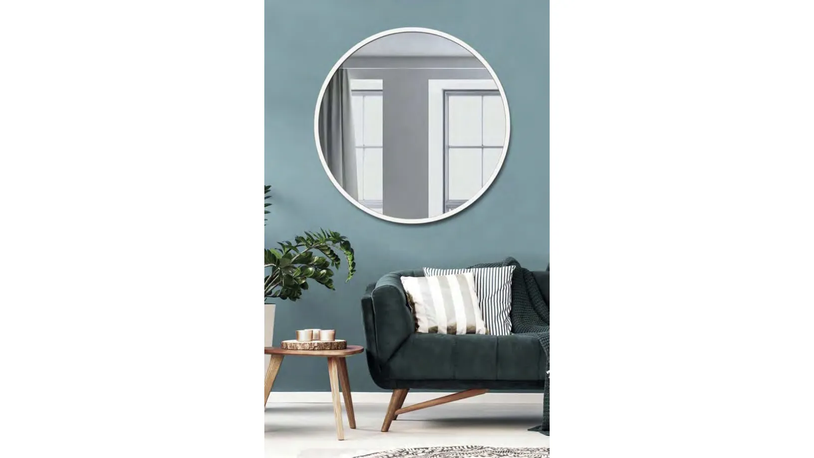Specchiera tonda con cornice in metallo laccato bianco di Pintdecor