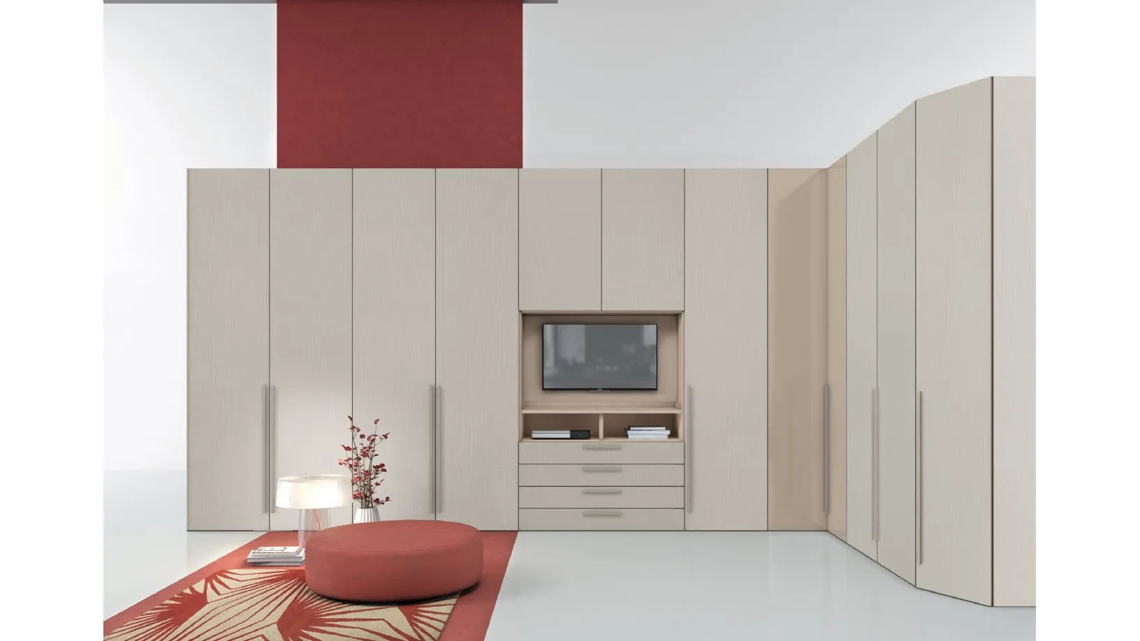 Armadio angolare con ante battenti Golf One con Porta Tv W107 di Colombini Casa