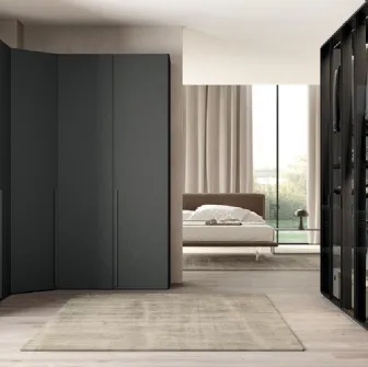 Armadio con ante battenti Vitalyty Concreta e Sunrise in melaminico e vetro di Colombini Casa