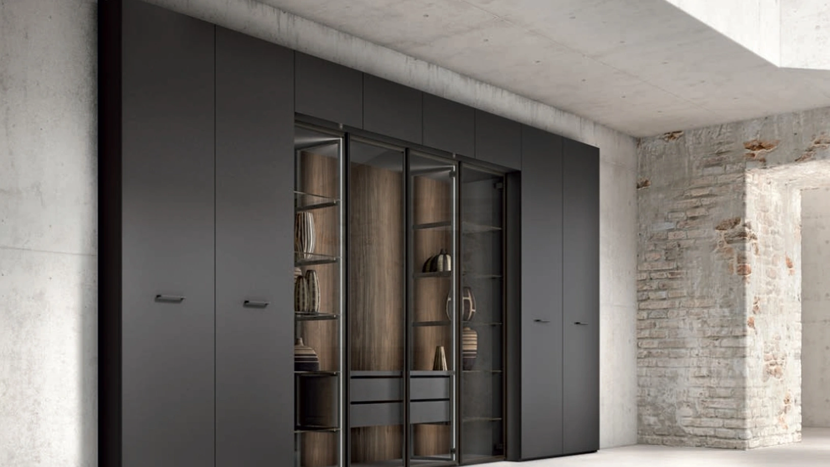 Armadio Urban GD1405 laccato Grafite di Abitare Mobilstella