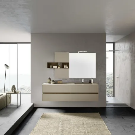 Mobile da Bagno sospeso M2 System C202 in laminato Castoro Ottawa di Baxar
