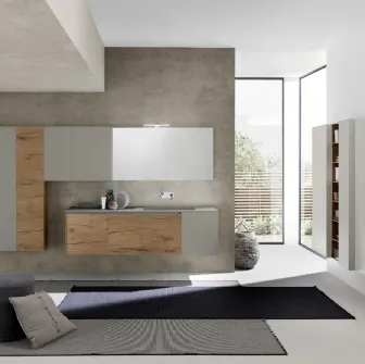 Mobile da Bagno sospeso M2 System C211 in melaminico effetto legno e laminato Grigio Londra di Baxar