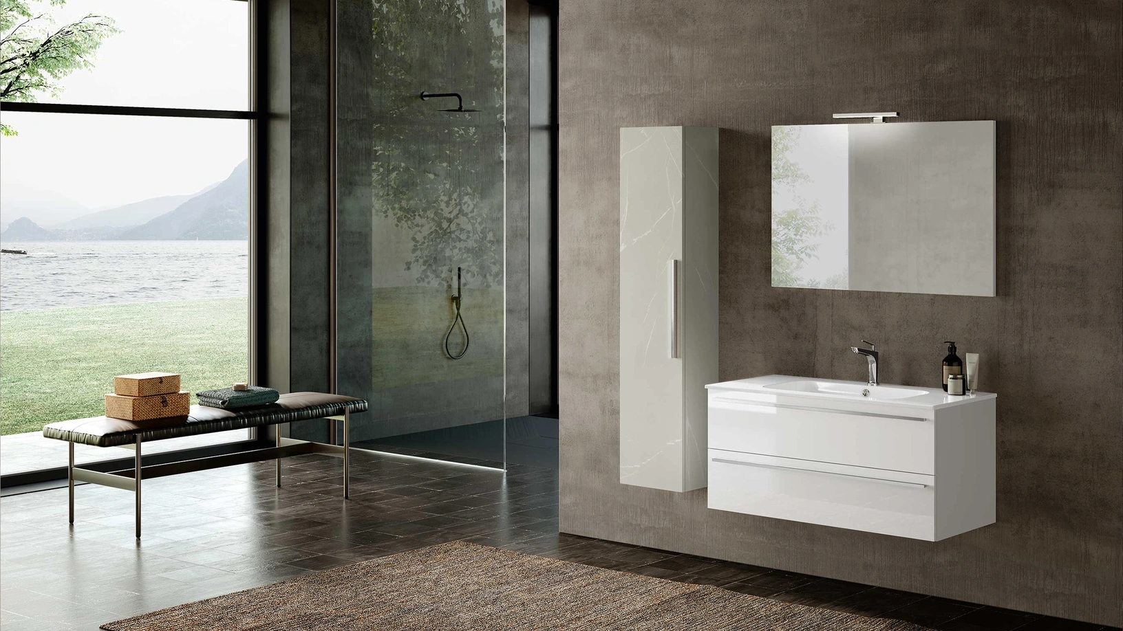 Mobile da Bagno sospeso Block System Slim C40 di Baxar