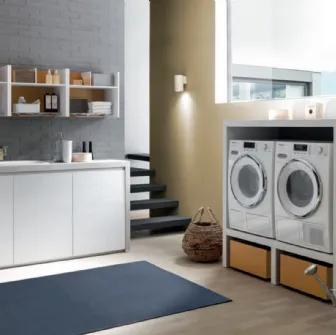 Mobile da lavanderia Laundry System C03 in laminato Rovere dogato Bianco e melaminico Rovere e di Baxar
