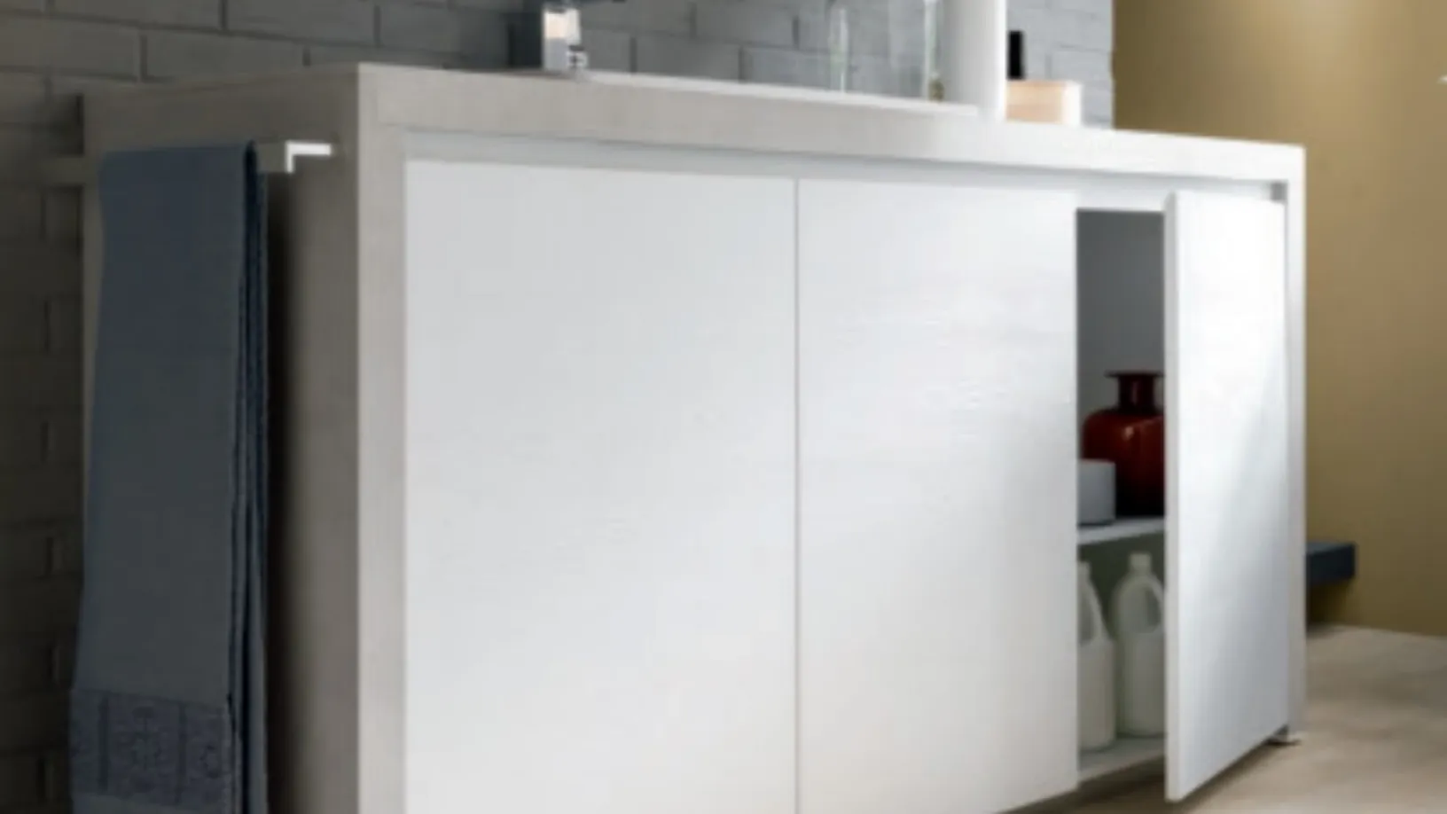 Mobile da lavanderia Laundry System C03 in laminato Rovere dogato Bianco di Baxar