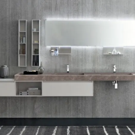 Mobile da Bagno sospeso M2 System C215 in laccato Grigio Chiaro opaco di Baxar