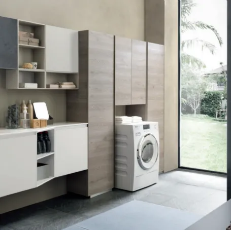Mobile da Lavanderia Laundry System C07 in melaminico e laccato opaco di Baxar