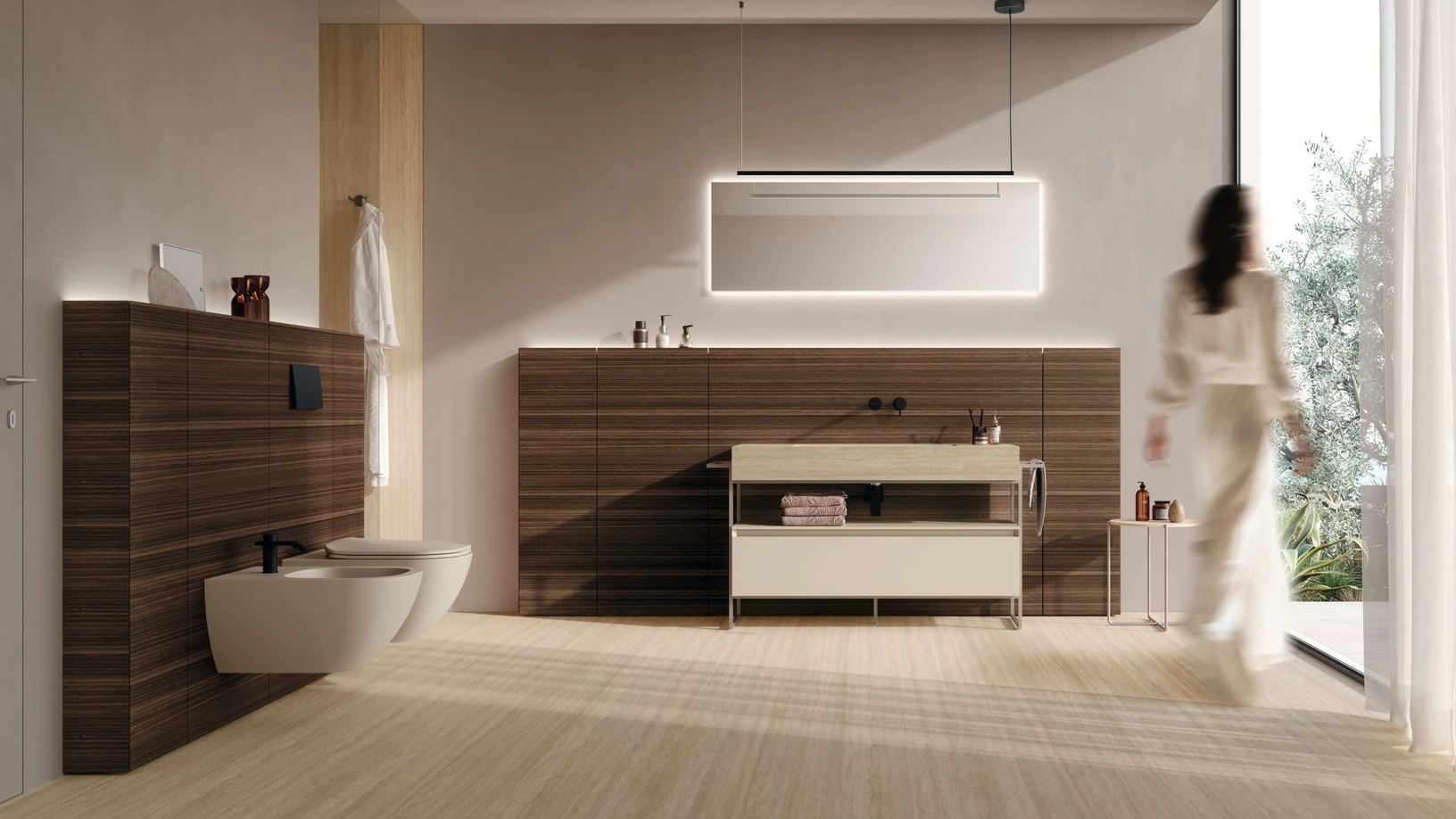 Mobile da Bagno M3 System 341 in laccato e legno di Eucalipto di Baxar