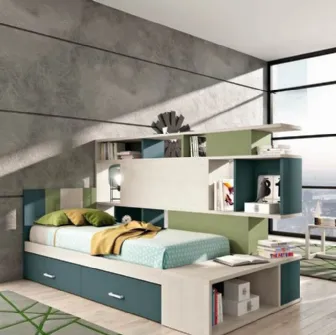 Cameretta per Ragazzi 821 in laccato e legno di Ferrimobili