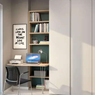 Cameretta Smart Working 014 su misura in laccato opaco di Ferrimobili