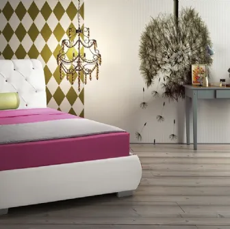 Letto Adone Fashion Young a una piazza e mezza con testiera trapuntata di Stilfar Italia