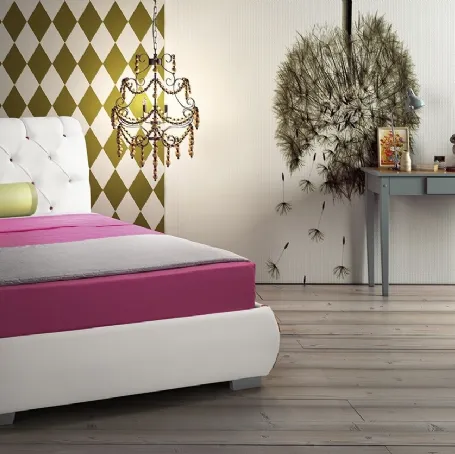 Letto Adone Fashion Young a una piazza e mezza con testiera trapuntata di Stilfar Italia