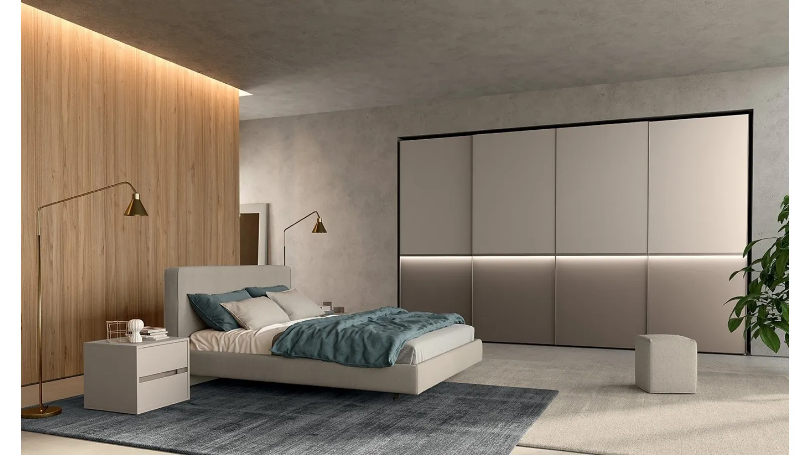 Letto con testiera in tessuto imbottito Vitalyty New Line di Colombini Casa