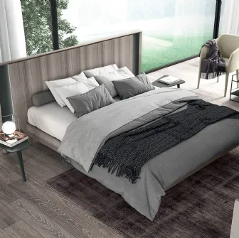 Letto matrimoniale in legno con testiera con luci a led Vitalyty Pure di Colombini Casa