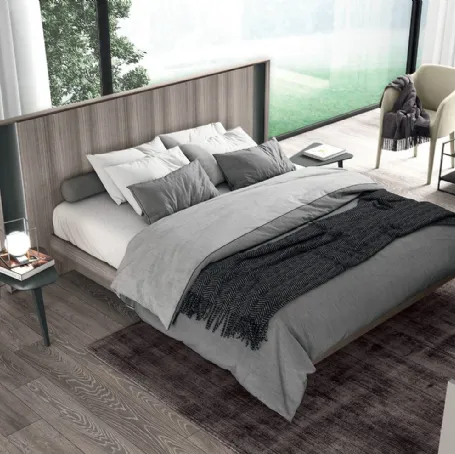 Letto matrimoniale in legno con testiera con luci a led Vitalyty Pure di Colombini Casa
