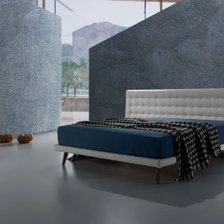 Letto matrimoniale con testiera importante in pelle trapuntata Twist Lersa 290 di Excò