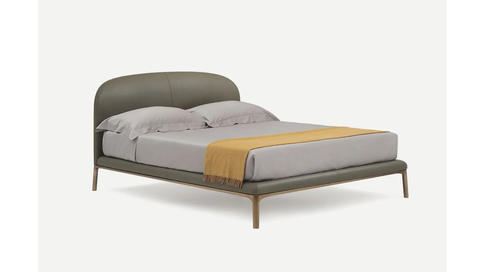 Letto in pelle con testiera imbottita Rada di Pianca