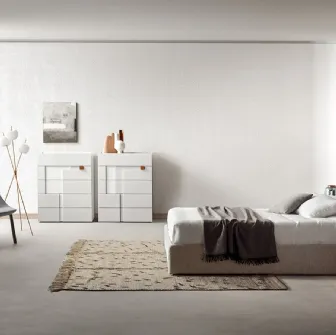 Letto in tessuto imbottito con testiera Vintage di Pianca
