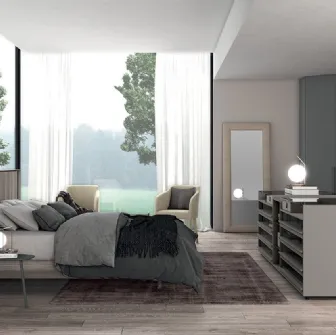 Letto Vitalyty Pure struttura in legno con profilo testiera luce led di Colombini Casa