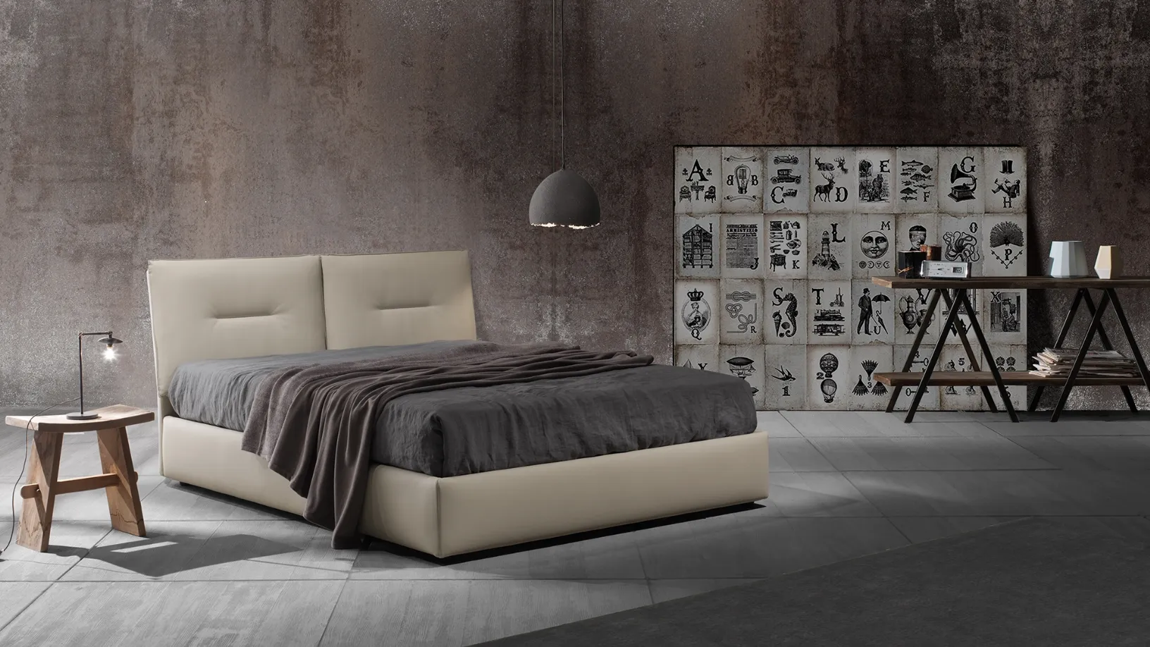 Letto in ecopelle con box contenitore Zoè uno Ring 28 di Excò