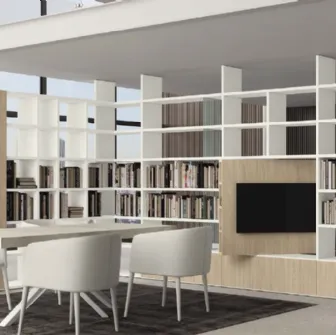 Libreria divisoria Vitalyty Luce in melaminico Bianco e finitura legno di Colombini Casa