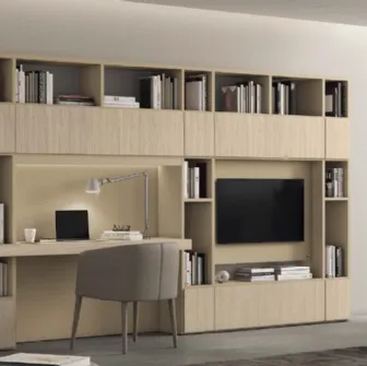 Libreria Vitalyty Luce a parete in melaminico finitura Legno Chiaro di Colombini Casa