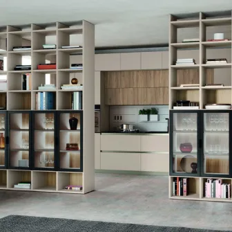 Libreria divisoria Golf Infinity I101 in melaminico e vetro di Colombini Casa