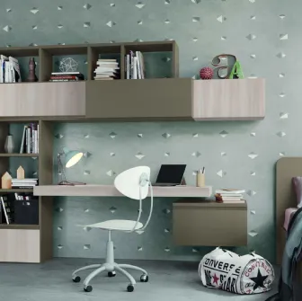 Libreria componibile a muro con scrivania integrata Golf Infinity L108 in melaminico di Colombini Casa