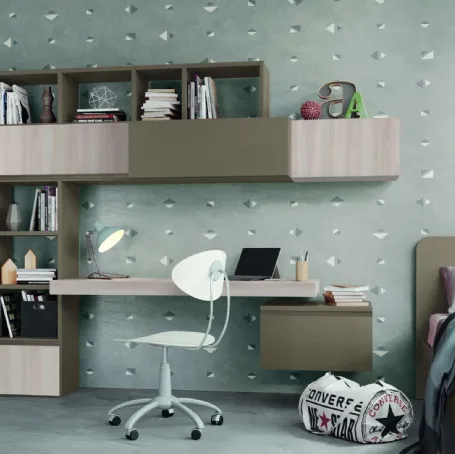 Libreria componibile a muro con scrivania integrata Golf Infinity L108 in melaminico di Colombini Casa