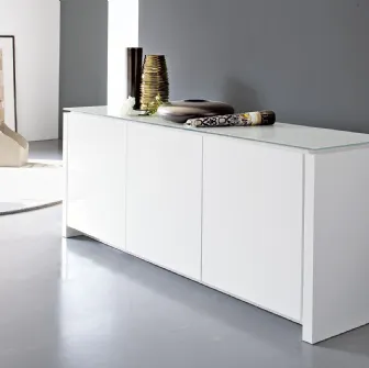 Madia in laccato opaco con piano in vetro serigrafato Mag 01 di Calligaris
