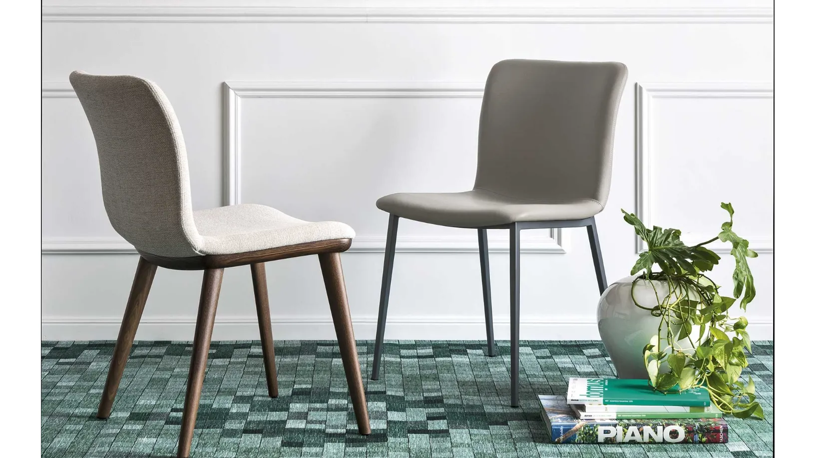 Sedia imbottita in tessuto o pelle Annie di Calligaris