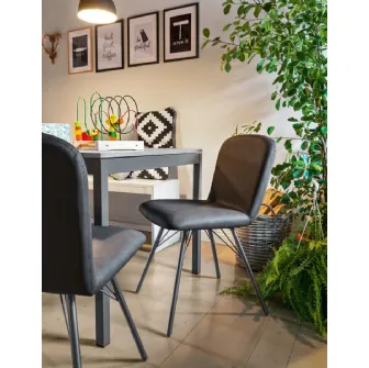 Sedia in ecopelle imbottita con struttura in metallo grigio opaco Emma di Connubia