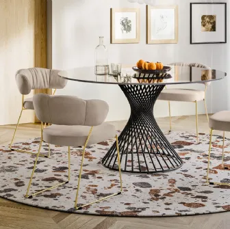 Sedia in microfibra imbottita con struttura in ottone verniciato Quadrotta di Calligaris