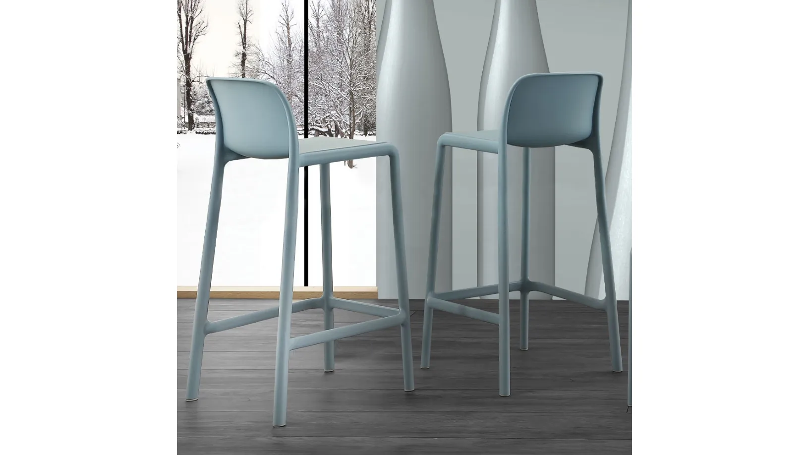 Sgabello River Stool 76 in resina rinforzata con fiberglass di La Seggiola