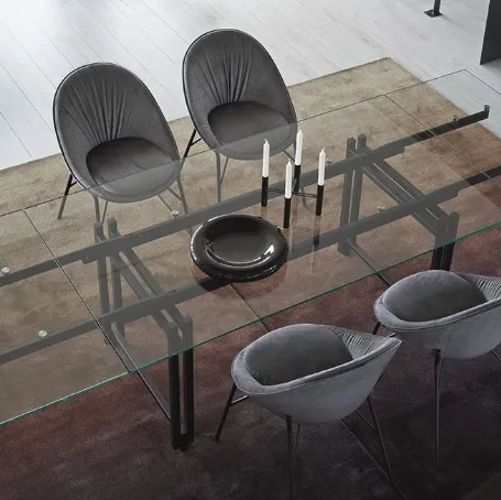 Tavolo allungabile con piano in vetro e struttura in metallo Berlin di Calligaris