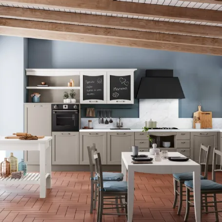 Cucina Classica angolare Aurea in Frassino laccato Grigio Reale e Bianco di Creo