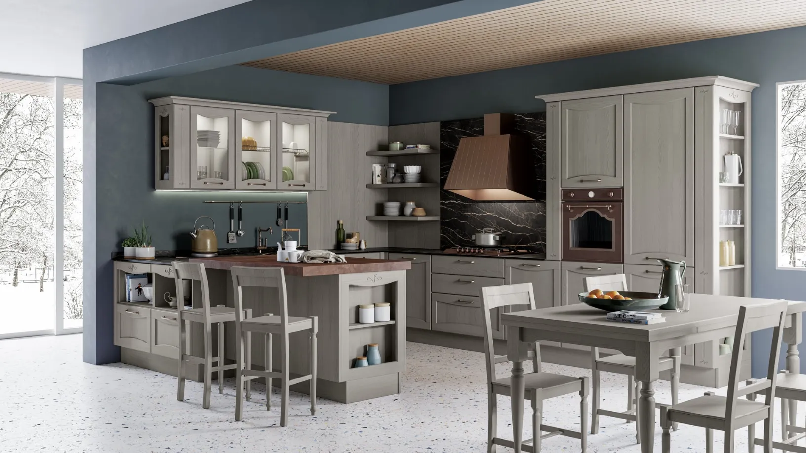 Cucina Classica Aurea finitura Grigio Reale v2 di Creo