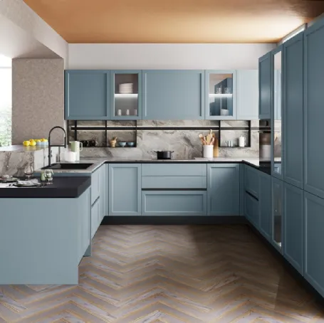 Cucina Classica Contempo angolare in laccato opaco di Creo