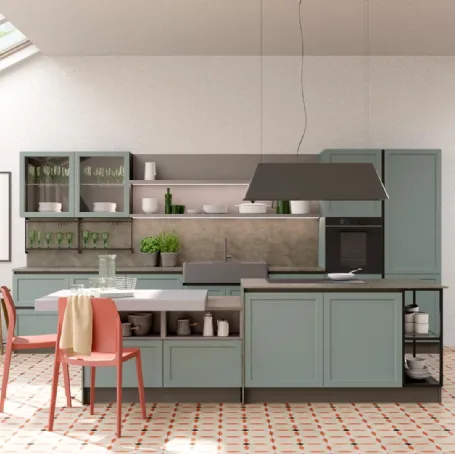 Cucina Classica Contempo in laccato opaco con Isola di Creo