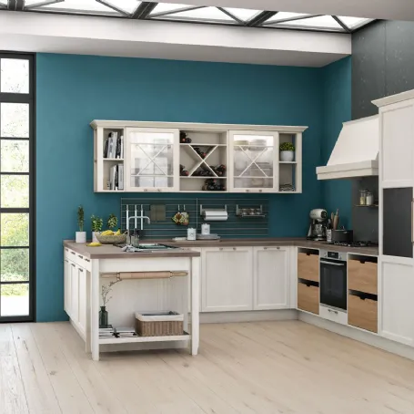 Cucina Classica angolare Contempo in Frassino laccato Bianco di Creo